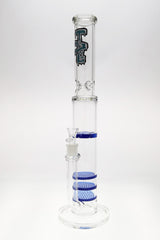 TAG 20" Bong with Triple Honeycomb & Spinning Splash Guard, Blue Accents, Front View