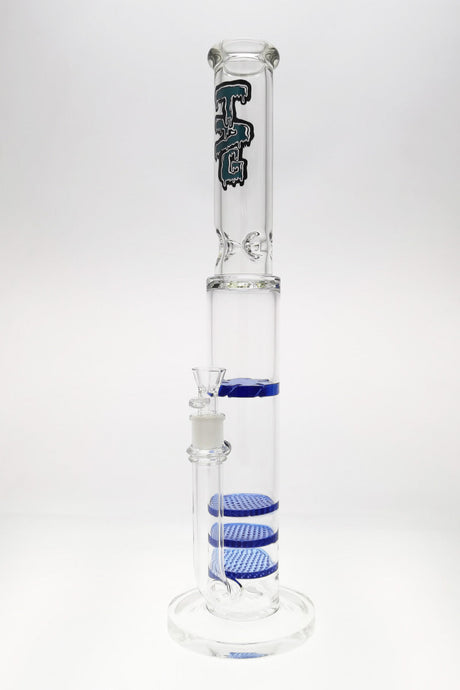 TAG 20" Bong with Triple Honeycomb & Spinning Splash Guard, Blue Accents, Front View