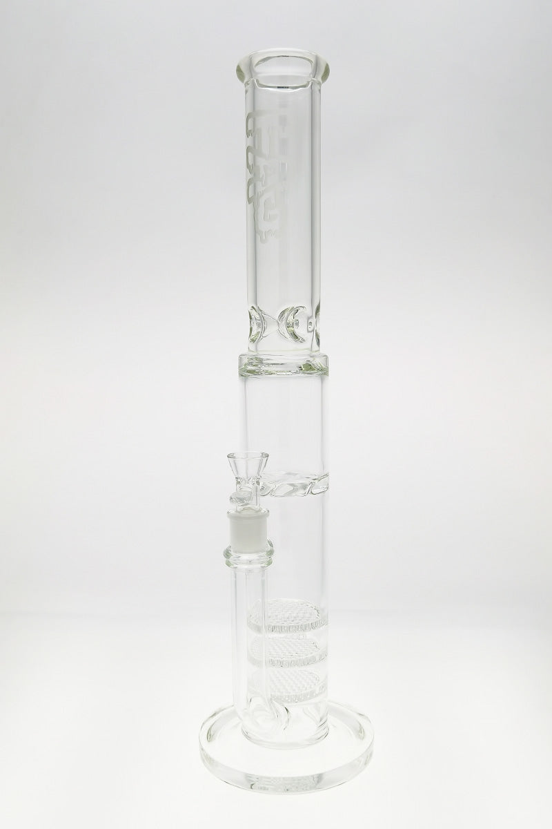 TAG 20" Triple Honeycomb Bong with Spinning Splash Guard, Clear, Front View