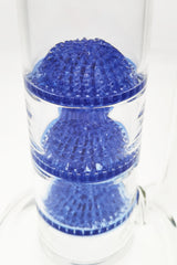 Close-up of TAG 20" Bong with Blue Triple Netted Disc and Spinning Splashguard