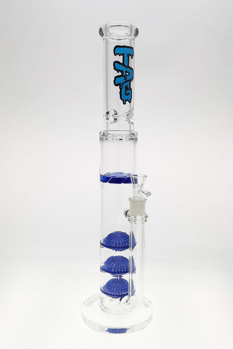 TAG 20" Bong with Triple Netted Disc, Spinning Splashguard, Blue Accents, Front View