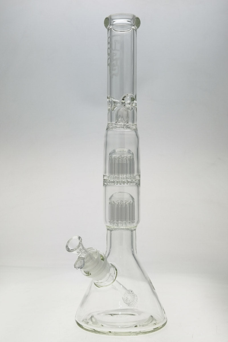 Clear Thick Ass Glass 21" Beaker Bong with Double 16-Arm Tree Percolators, Front View