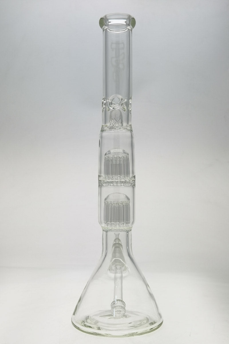 TAG 21" Beaker Bong with Double 16 Arm Tree Percolators, Thick 7mm Glass, Front View