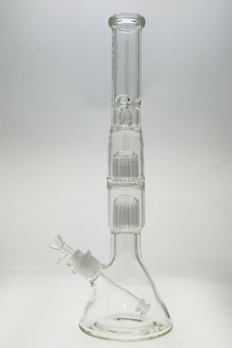Thick Ass Glass 21" Beaker Bong with Double Tree Percolator, 7mm Thickness, Front View