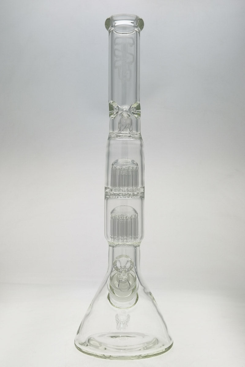 TAG 21" Beaker Bong with Double 16 Arm Tree Percolators, 50x7MM Thick Glass, Front View