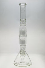 TAG 21" Beaker Bong with Double 16 Arm Tree Percolators, 50x7MM Thick Glass, Front View