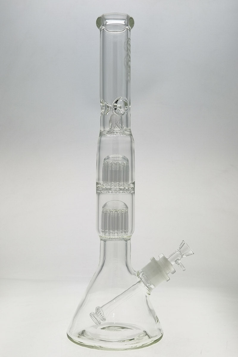 Thick Ass Glass 21" Clear Beaker Bong with Dual 16-Arm Tree Percolators, 7mm Thickness, Front View