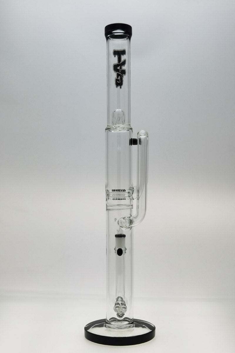 Thick Ass Glass 21" Triple to Double Inline Bong with Super Slit, Front View, 18MM Female Joint