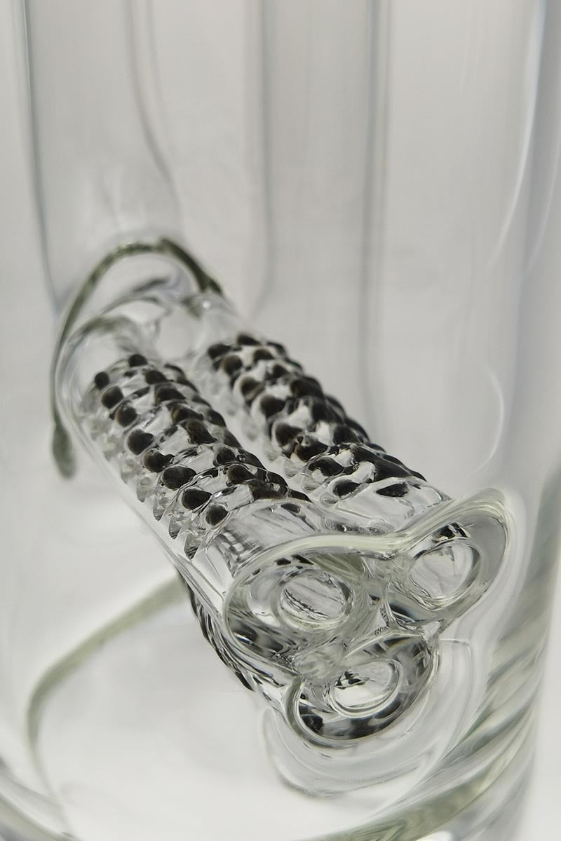 Close-up of TAG 21" Triple to Double Inline Glass Bong Percolator with 18MM Female Joint