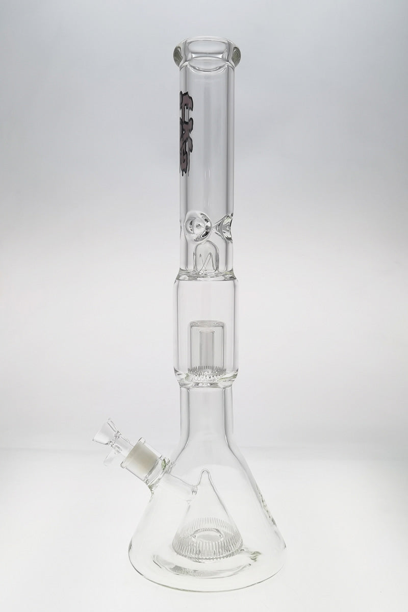 TAG 21" Beaker Bong with Super Slit Pyramid and Interior Showerhead Percolators, 50x7MM, Front View