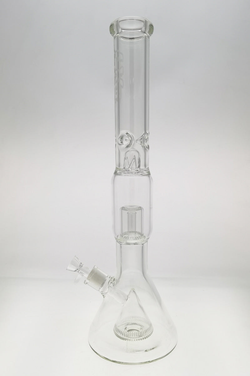 TAG 21" Beaker Bong with Super Slit Pyramid and Interior Showerhead Percolators, 50x7MM Glass, Front View