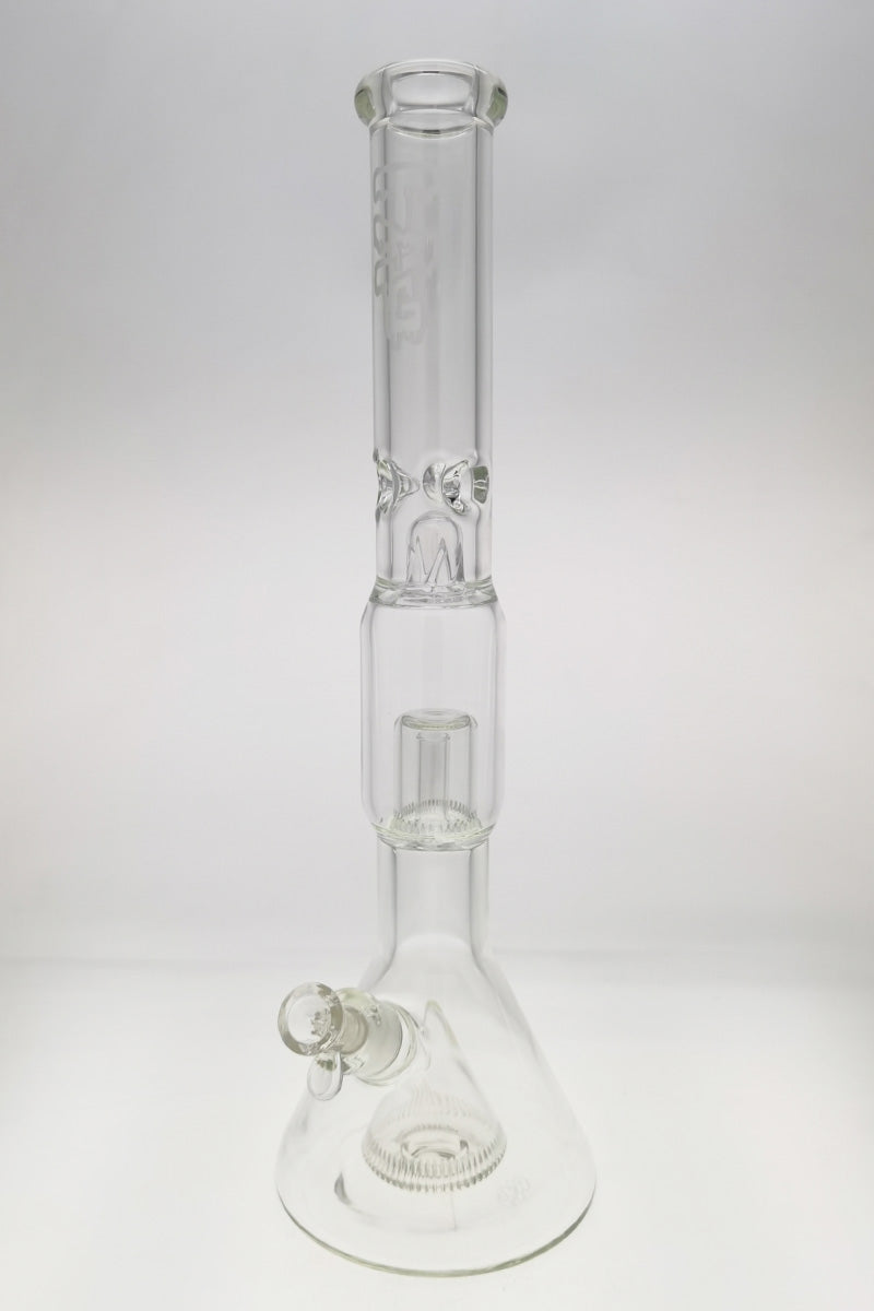 TAG 21" Beaker Bong with Super Slit Pyramid & Showerhead Percolators, 18MM Female Joint, Front View
