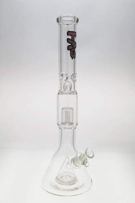 TAG 21" Beaker Bong with Super Slit Pyramid and Interior Showerhead Percolators, 18MM Female Joint, Front View