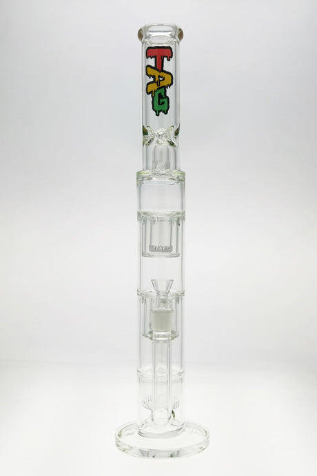 TAG 21" Tall Straight Bong with Triple Showerhead Percolators and Rasta Logo, Front View