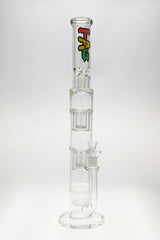 TAG 21" Bong with Triple Showerhead Percolators and Dome Splash Guard in Rasta Colors, Front View