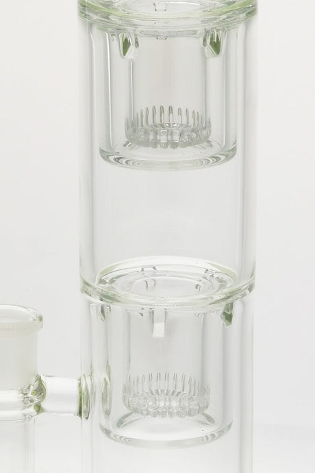Close-up of TAG 21" Triple Showerhead Bong with Dome Guard in Rasta Colors, 50x7MM Thick