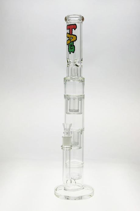 TAG 21" bong with triple showerhead percs, dome splash guard, and rasta label - front view