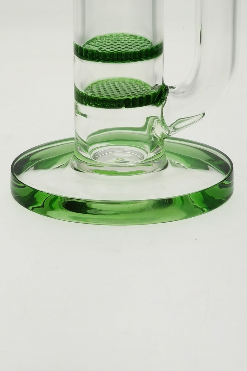 Close-up of TAG 22" Bong Base with Double Honeycomb Percolator and Thick Glass
