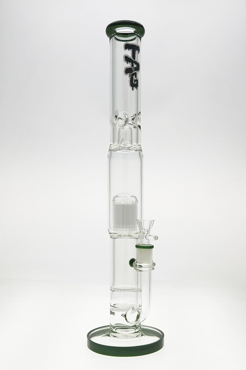 TAG 22" Double Honeycomb to 34 Arm Tree Bong, 50x7MM with 18MM Female Joint, Front View