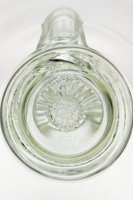 Top view of TAG 22" Bong with Double Honeycomb & 34 Arm Tree Percolators, 7mm Thick Quartz