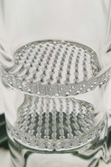 Close-up of TAG 22" Double Honeycomb Percolators in Clear Glass Bong, 7mm Thickness