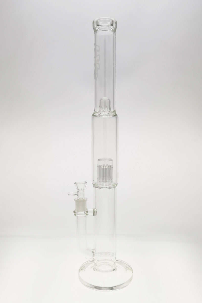 TAG 22" Clear Glass Bong with Inline Percolator and 12 Arm Tree, Front View on White Background