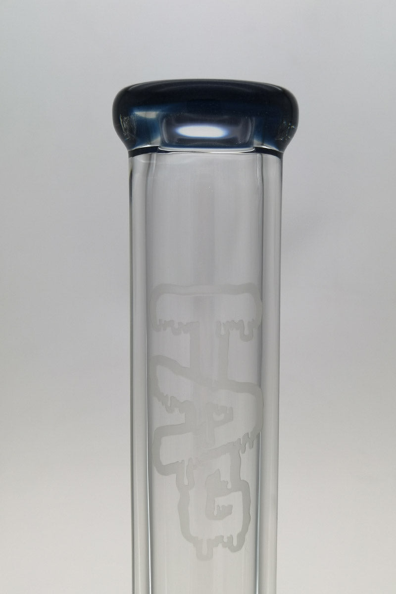 Close-up of TAG 24" Beaker 50x9MM with Thick Glass and 28/18MM Downstem, Borosilicate