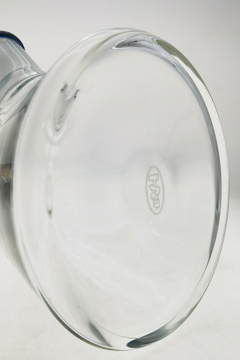 Close-up of TAG 24" Beaker Base showing the 50x9MM thick borosilicate glass and logo