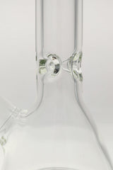 Close-up view of TAG 24" Beaker Bong 50x9MM with 28/18MM Downstem, showcasing its super thick glass and precision joints.