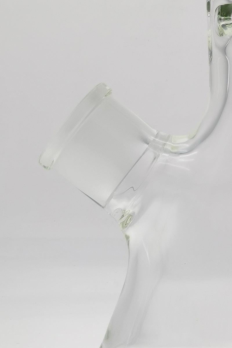 Close-up of TAG 24" Beaker Bong 50x9MM with 28/18MM Downstem, showcasing its thick glass and joint
