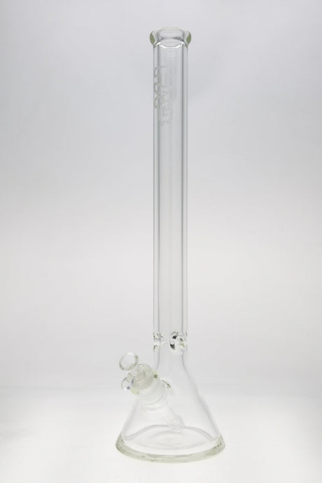TAG 24" Beaker Bong 50x9MM with Wavy Sandblasted Logo, Clear, Front View