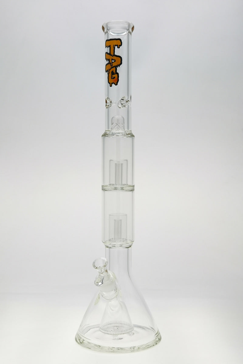 TAG 24" Beaker Bong with Pyramid and Double Showerhead Percs, 18MM Female Joint