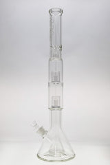 TAG 24" Beaker Bong with Pyramid & Froth Showerhead Percolators, 18MM Female Joint, Front View