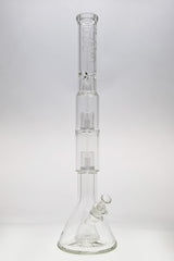 TAG 24" Beaker Bong with Double Slit Froth Showerhead Percolators, Front View on White Background