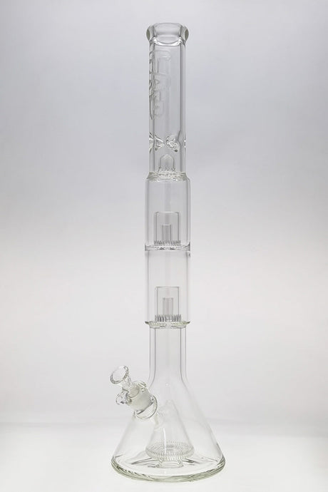 TAG 24" Beaker Bong with Pyramid Double Slit Froth Percolators, 18MM Female Joint, Front View