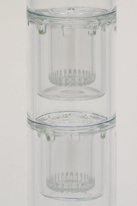 TAG Double Honeycomb and Showerhead Percolator Bong Close-Up with Light Blue Accents