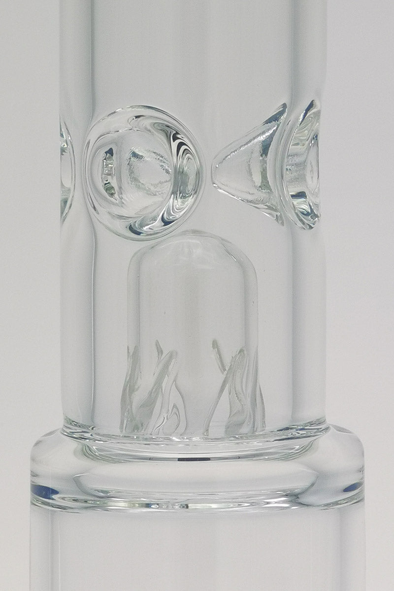 Close-up of TAG Double Honeycomb Bong with Showerhead Percolator and Light Blue Accents