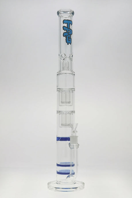 TAG 24.5" tall double honeycomb and showerhead percolator bong with light blue accents