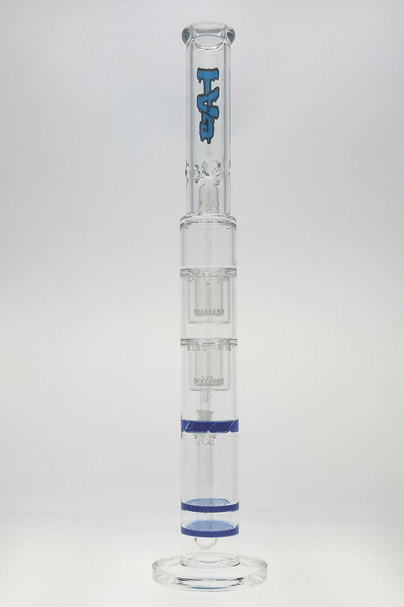 TAG 24.5" Double Honeycomb Showerhead Bong with Light Blue Accents, Front View