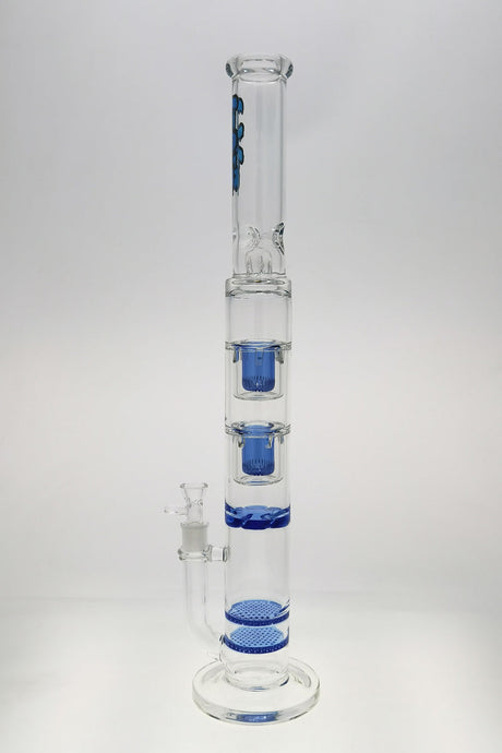 TAG Tall Bong with Double Honeycomb & Showerhead Percolators, Light Blue Accents, Front View
