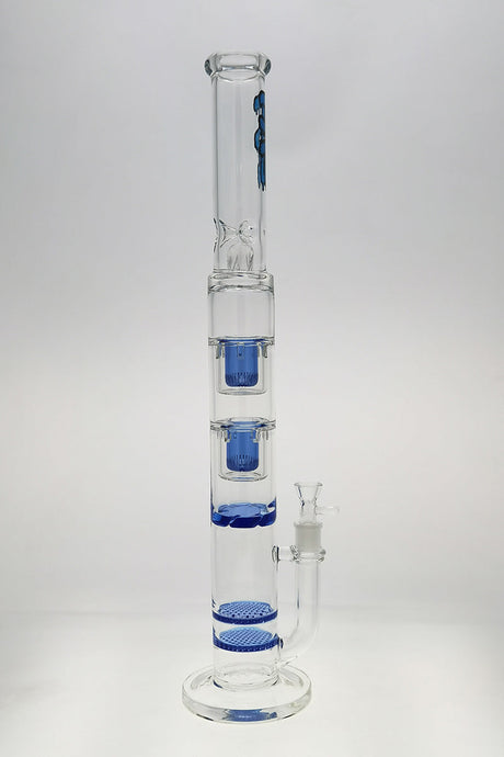 TAG 24.5" tall bong with double honeycomb and showerhead percs, 7mm thick glass, blue accents