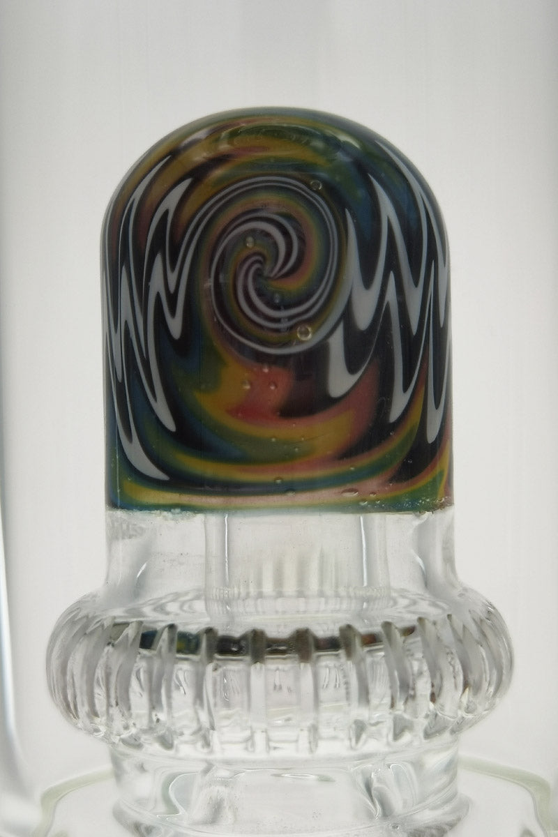 Close-up of TAG Double Honeycomb to UFO Showerhead Bong Top with Worked Glass