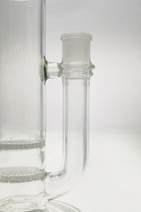 Close-up side view of TAG 25" Double Honeycomb to UFO Showerhead Bong with 18MM Female Joint