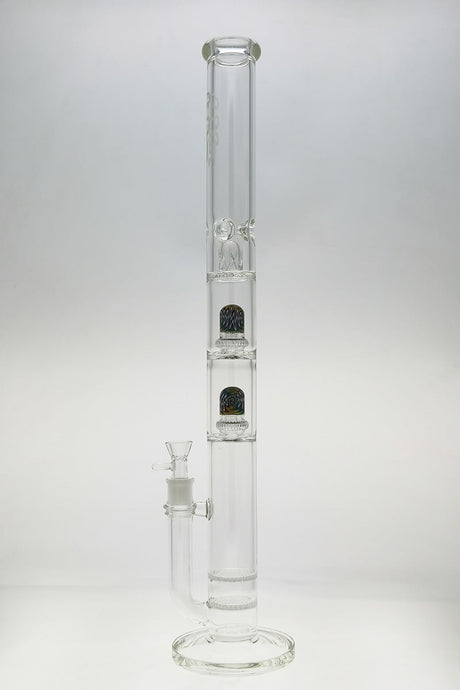 Thick Ass Glass 25" Bong with Honeycomb-UFO Showerhead Percolators, Clear, Front View