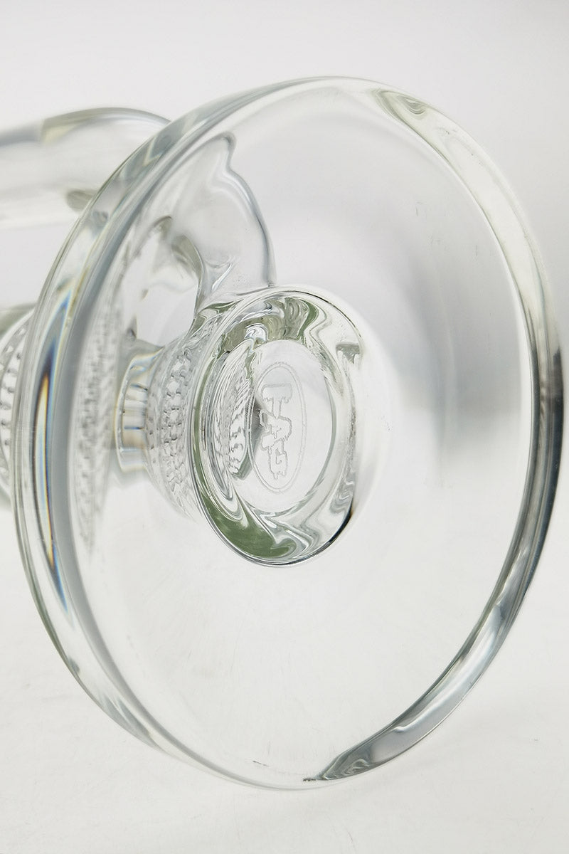 TAG 25" Bong with Double Honeycomb & UFO Showerhead Percolators, 18MM Female Joint, Bottom View