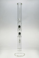 Thick Ass Glass 25" Honeycomb-UFO Showerhead Bong, Clear, Front View on Seamless White