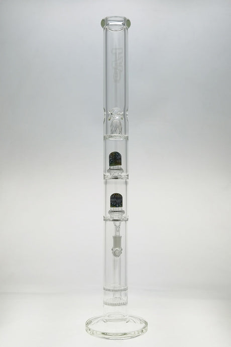 Thick Ass Glass 25" Honeycomb-UFO Showerhead Bong, Clear, Front View on Seamless White