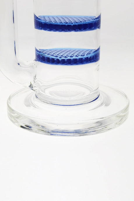 Close-up of TAG 27" Bong base with Octuple Honeycomb filters and clear 7mm glass