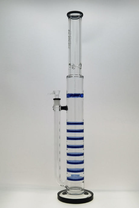 Thick Ass Glass 27" Quartz Bong with Blue Honeycomb Percolators and Spinning Guard, Front View