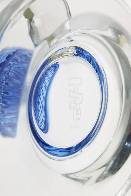 Close-up of TAG logo on 27" Octuple Honeycomb Bong with Spinning Splash Guard